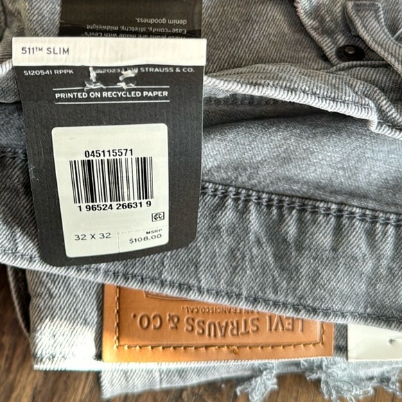 Levi’s Premium 511 Slim Jeans Destroyed Gris - Picture 8 of 16